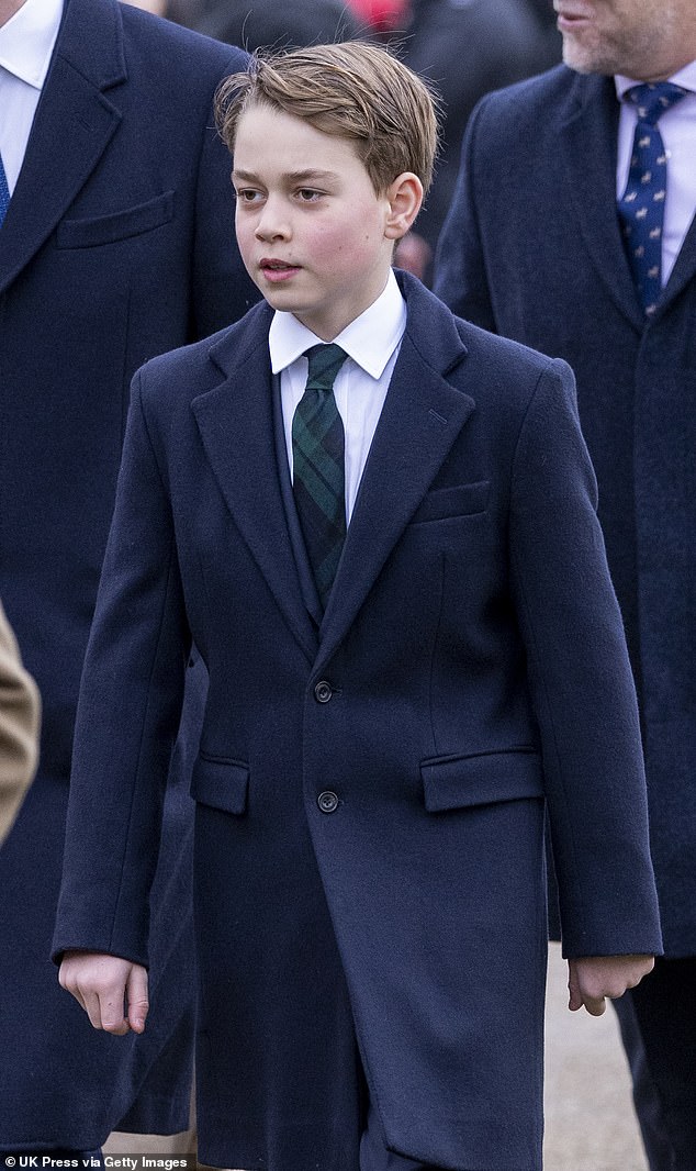 Prince George (pictured last Christmas Day in Sandringham, Norfolk), 11, currently attends co-educational Lambrook School with siblings Princess Charlotte, 10, and Prince Louis, six