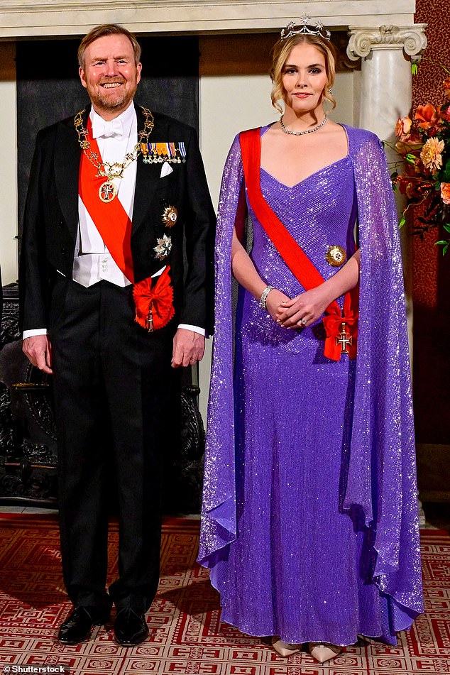 King Willem-Alexander and his daughter Princess Catharina-Amalia pictured at a recent state banquet
