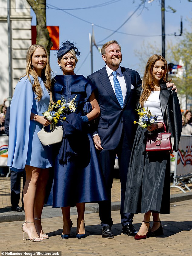King Willem-Alexander, Queen Maxima, Princess Amalia and Princess Alexia on King's Day in April
