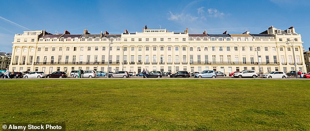 The Regency architecture of Brunswick Terrace in Brighton & Hove, Sussex, UK