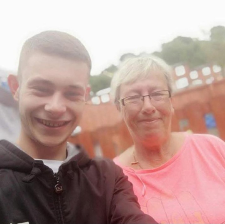 Photo of Ashton Jones and his mother.