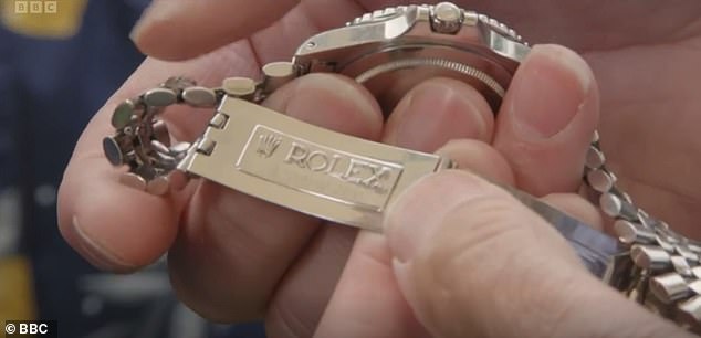 The timepiece had a strap in Rolex's five-link 'Jubilee' style (pictured), as opposed to the brand's iconic, older, three-link 'Oyster' design