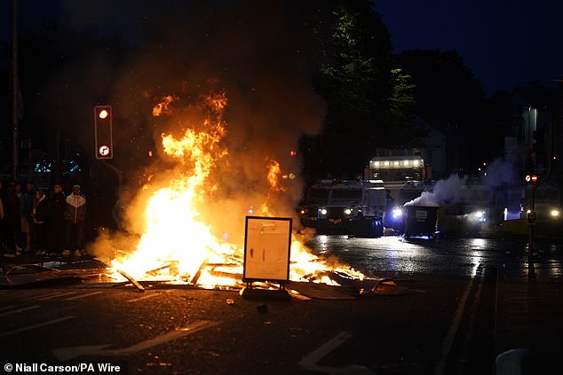 Multiple fires have cropped up around the town, with street objects set alight
