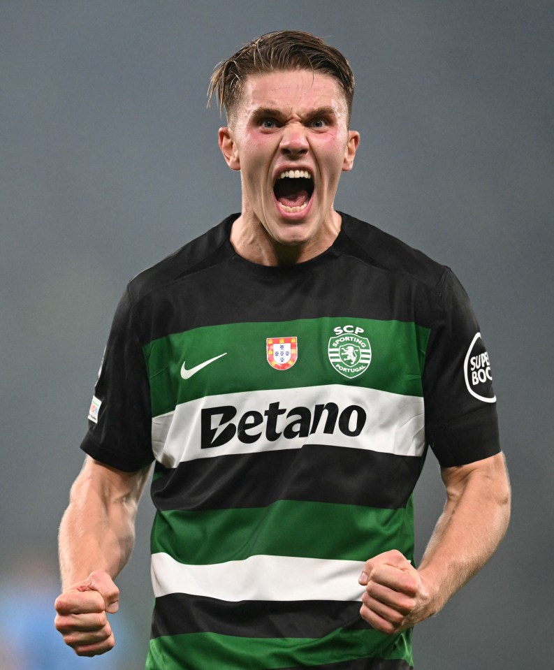 Viktor Gyokeres celebrating a goal.