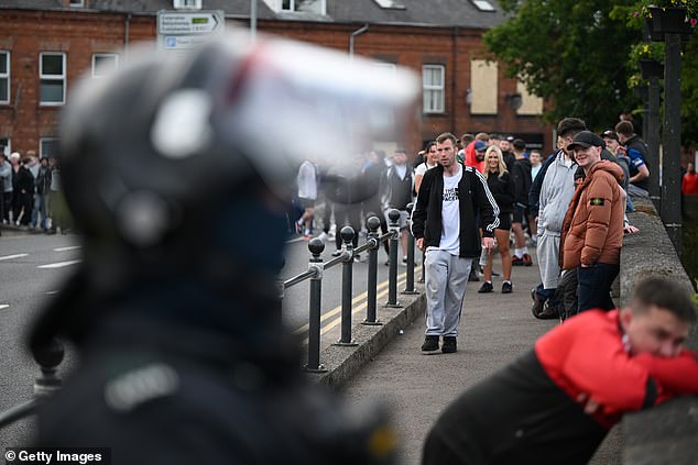 Violence broke out in Ballymena on Monday following a peaceful protest by the local community against an alleged sex attack