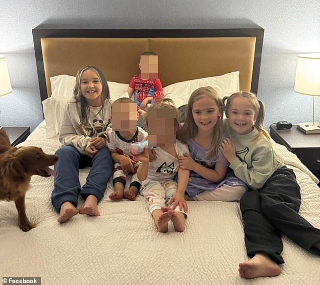 Thomas's wife, Jessica, posted this photo of her three children with Travis's daughters after the three girls' bodies were discovered on June 2