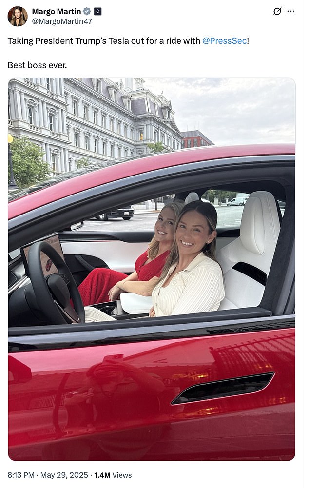 White House Press Secretary Karoline Leavitt and longtime aide Margo Martin took the car for a spin May 30
