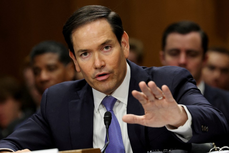 Secretary of State Marco Rubio testifying at a Senate hearing.