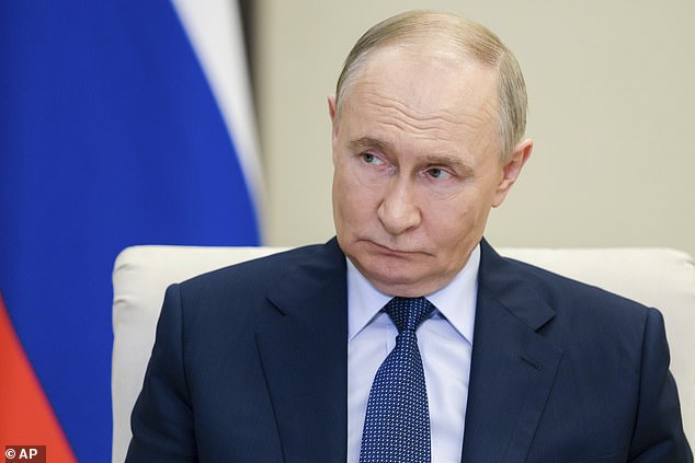Russian President Vladimir Putin chairs a meeting of the Council for strategic development and national projects in Moscow, Russia, Friday, June 6, 2025
