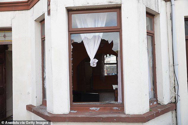 A view of the damage after protesters threw petrol bombs, bricks and fireworks at police during another night of disorder in Ballymena