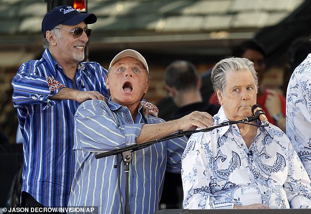 Original members of The Beach Boys, from left, David Marks, Bruce Johnston and Brian Wilson appear onstage during ABC's "Good Morning America" summer concert series, June 15, 2012, in New York