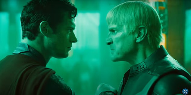 Superman is also see clashing with the abrasive Green Lantern character Guy Gardner (Nathan Fillion), who challenges him to, 'make a move, big blue.'