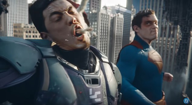 One particular shot fans have been cheering for shows Superman and his beloved dog Krypto the Superdog battle an enemy, literally punching his teeth out and hitting the camera lens, breaking the proverbial 'fourth wall.'