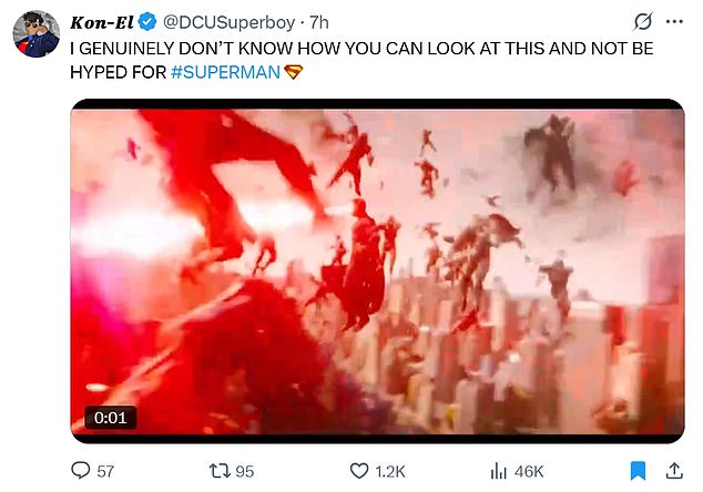Another fan dubbed @DCUSuperboy said in all caps, 'I GENUINELY DON¿T KNOW HOW YOU CAN LOOK AT THIS AND NOT BE HYPED FOR #SUPERMAN.'