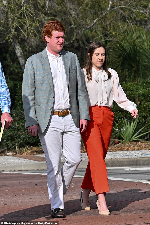Buster Murdaugh and Brooklynn White arriving at Colleton County Court in South Carolina for Alex Murdaugh's double murder trial in February 2023. The couple are now married