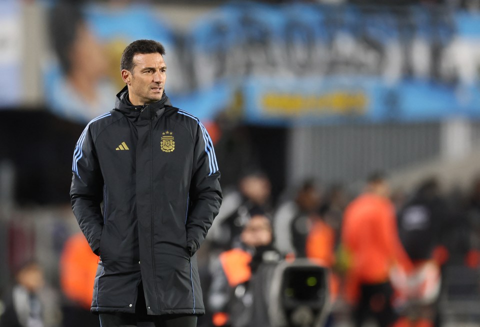 Lionel Scaloni, Argentina's head coach, at a soccer match.