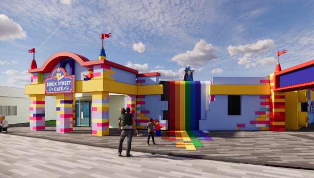 Illustration of LEGOLAND Windsor Resort's new Brick Street Cafe entrance.