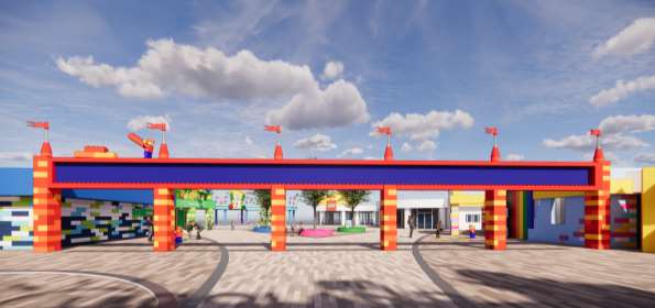 Illustration of LEGOLAND Windsor Resort's remodeled park entrance.