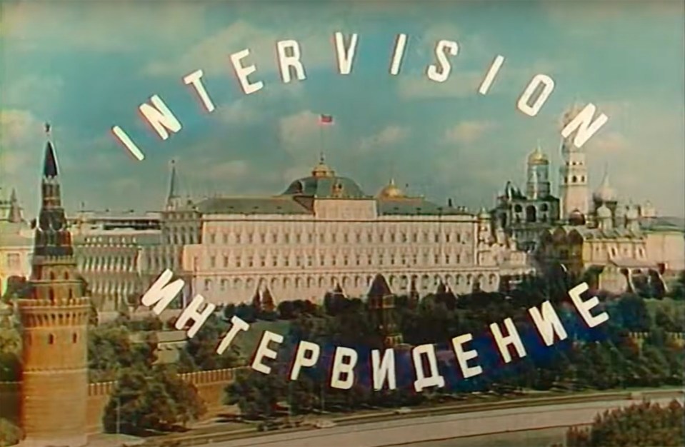 Intervision title card over a view of the Kremlin.
