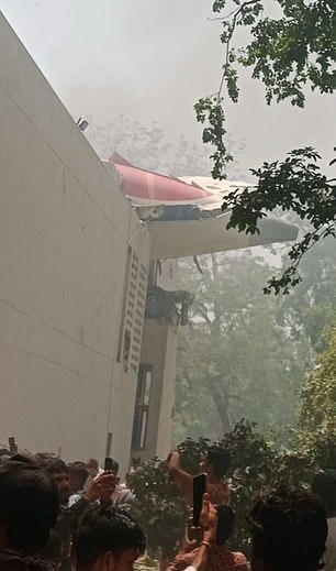 A piece of the demolished plane is seen in this image shared on social media