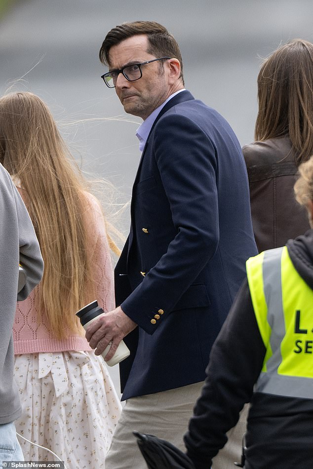 David Tennant, 54, was back in his role as Lord Tony Baddingham, having made a made a sensational return to filming earlier this month after the last series ended on a cliffhanger