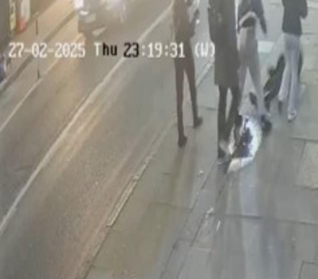 The oldest girl was also seen to punch the victim in the head causing him to fall backwards onto the pavement