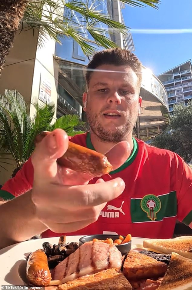 Ellis said his full English in Gibraltar was 'a mean brekkie' and had a £2 mojito