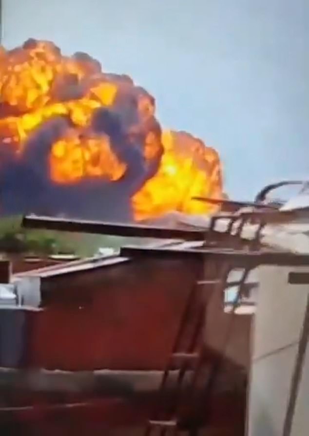 Flames blow into the sky when the