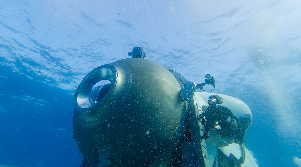 Underwater shot of the Titan submersible.