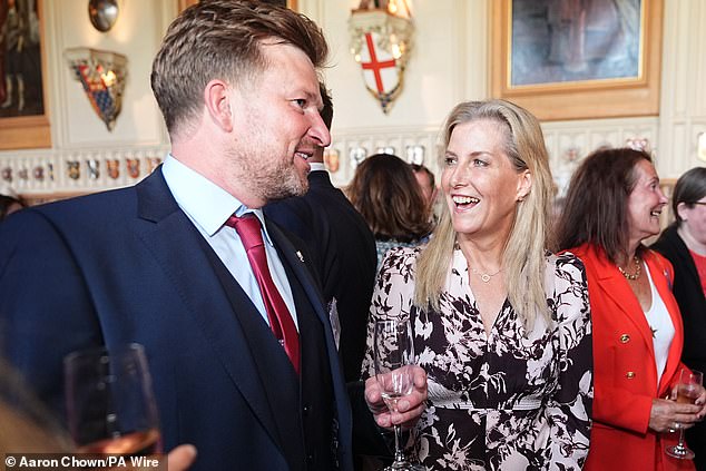 The Duchess of Edinburgh made an appearance at the event, sporting a black and pastel pink dress