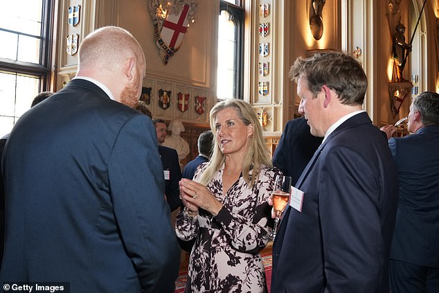 Sophie appeared to be deep in conversation as she chatted with guests at the reception for the King's Award for Enterprise at Windsor Castle