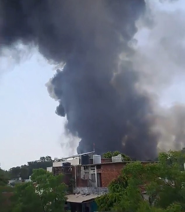 Shocking images shared to social media showed a huge trail of smoke emanating from the crash site near the international airport on Thursday morning