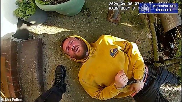 Monzo seen on bodycam footage after he was tasered by police officers