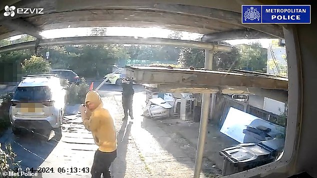 The alleged murderer is also accursed of attackning two police officers with his sword as they tried to arrest him