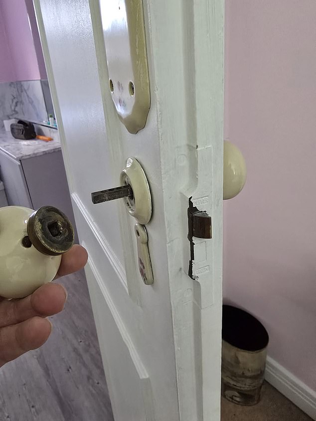 A US couple who visited the home flagged the damage to locals, and as pictured, doorknobs were falling off