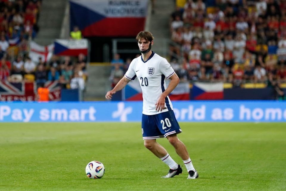 Alex Scott of England U21 during a soccer match.