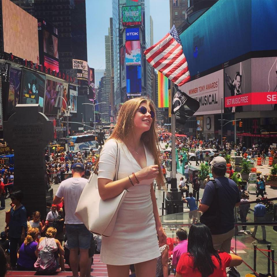 Woman in Times Square, New York City.