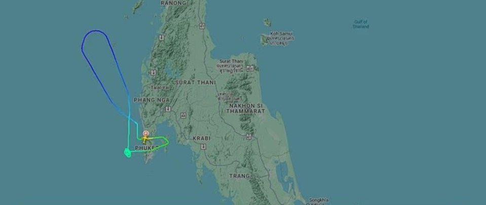 Flight path over Phuket, Thailand.