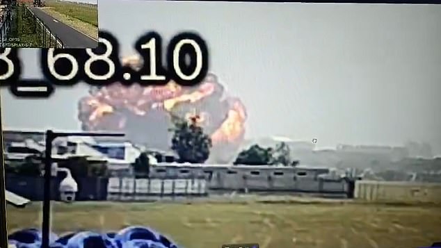 CCTV footage captured the moment the plane exploded into a fireball