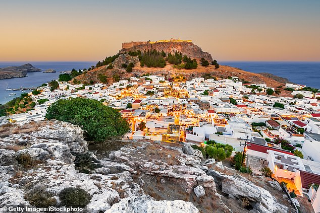 Local media reported that he had apparently gone for a swim, and lost consciousness before passing away (File image of Lindos)