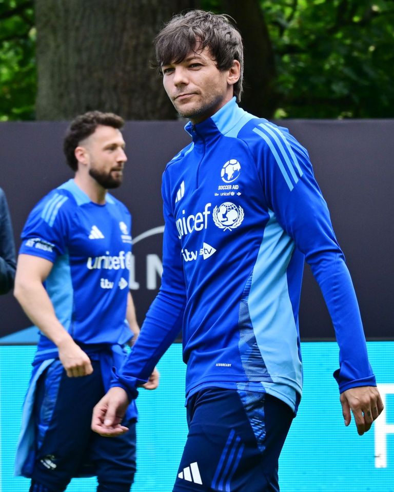 Louis Tomlinson at Soccer Aid for UNICEF training.