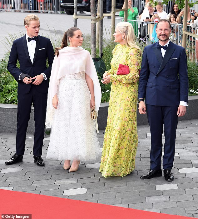 Ingrid will study a Bachelor of Arts program (she is pictured here alongside her step-brother Marius Borg Hoiby on the left and Crown Princess Mette-Marit, and Crown Prince Haakon in 2022)