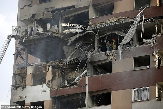 A view of a damaged building in the Iranian capital, Tehran, following an Israeli attack, on June 13, 2025