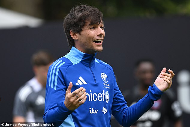 Louis looked in great spirits as he was seen wearing the team's blue sports top for the training day