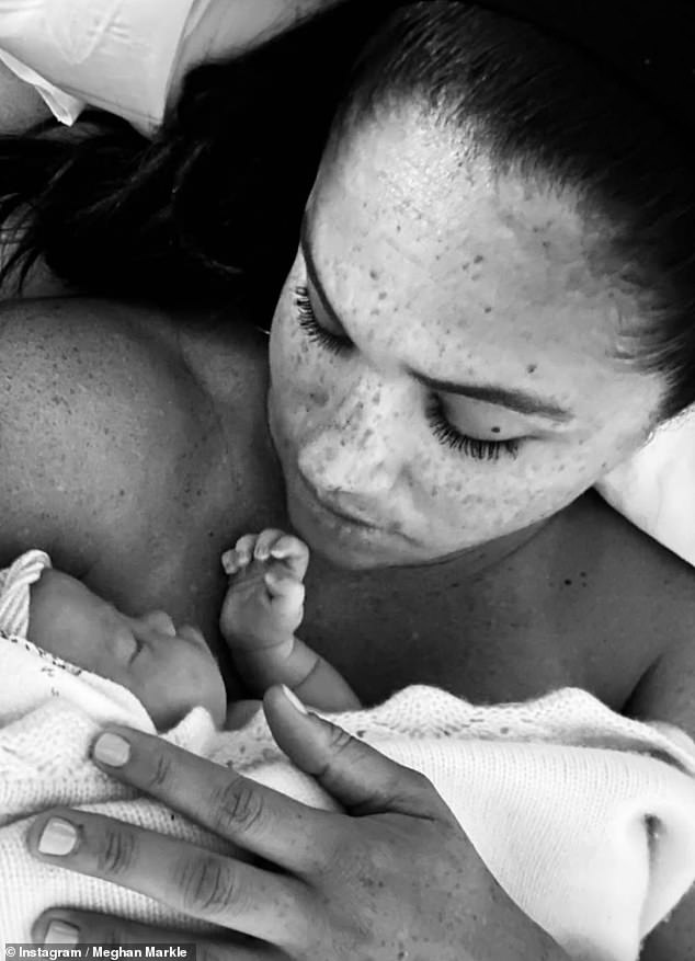 A second image also posted earlier this month by Meghan showed her tenderly cradling newborn Princess Lilibet as she enjoyed skin-to-skin time with the new addition to her family in 2021