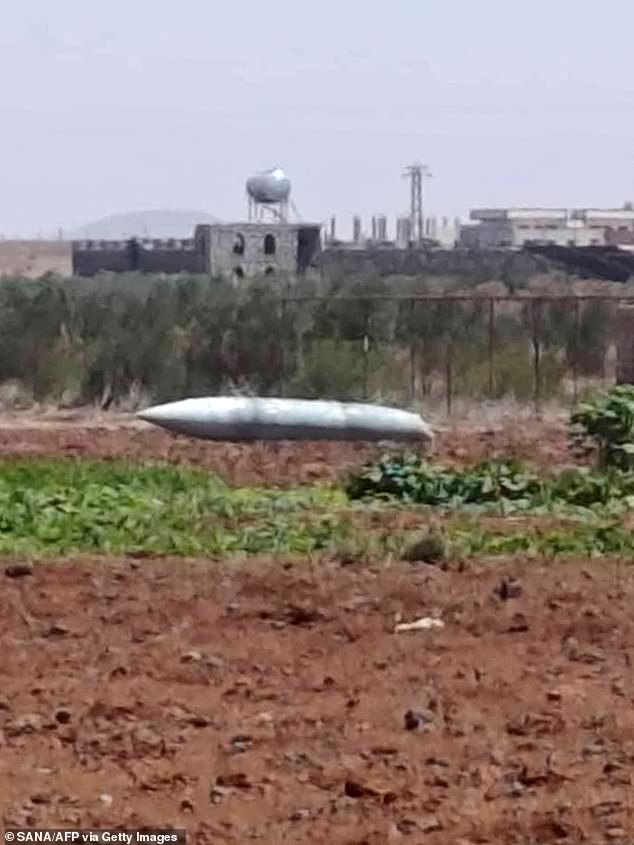 The remains of an Iranian projectile that was headed for Israel after it fell in Syria's southwestern Daraa province