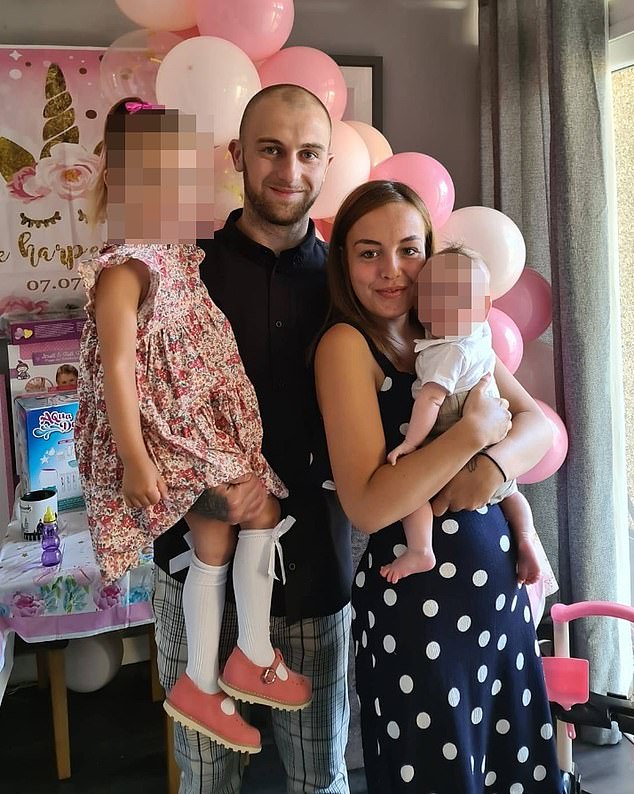 Beth, 28, from Portsmouth, with her husband Luke and two children, aged eight and five