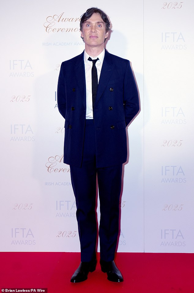 Cillian Murphy, 49, has emerged as the shock bookies' favourite to be cast as the villain in the next Bond Movie (Pictured February 2025)