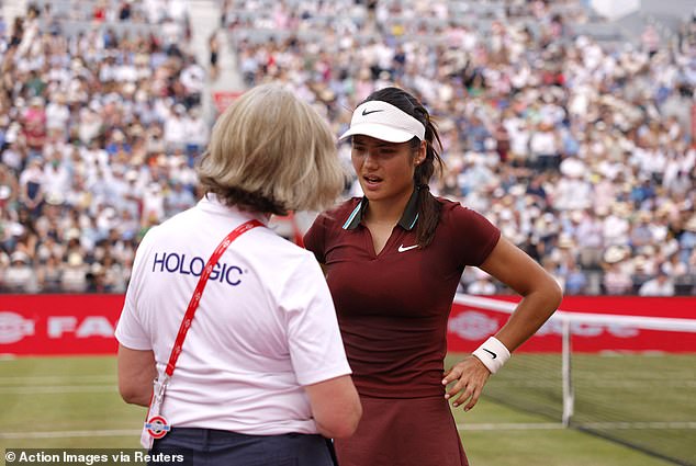 The British star needed to leave the court for treatment after suffering a back problem