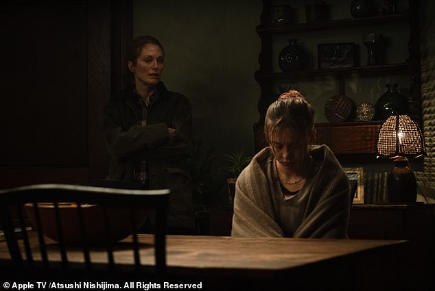 Sydney stars opposite Julianne Moore in the psychological thriller, playing an addict named Claire, who arrives on her mum's doorstep covered in someone else's blood (seen in film)